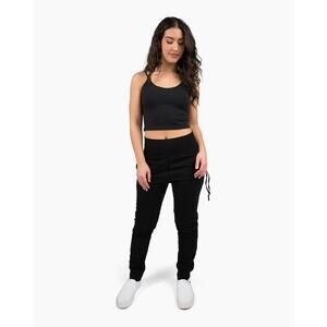 Buddha Pants Womens Cotton Elastic Waist Big Sur Harem Jogger Pants Black